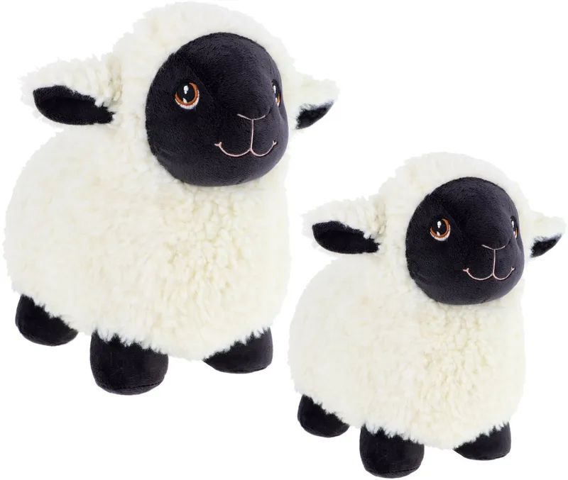 Keel Toys 2x schapen knuffels - pluche schaap/lammetje knuffeldier - wit/zwart - lopend - 18 en 25 cm van Keel Toys in Zwart – productfoto