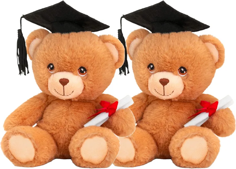 Keeleco - Pluche knuffel beer - 24x- geslaagd - diploma - bruin - 15 cm van Keel Toys in Meerkleurig – productfoto