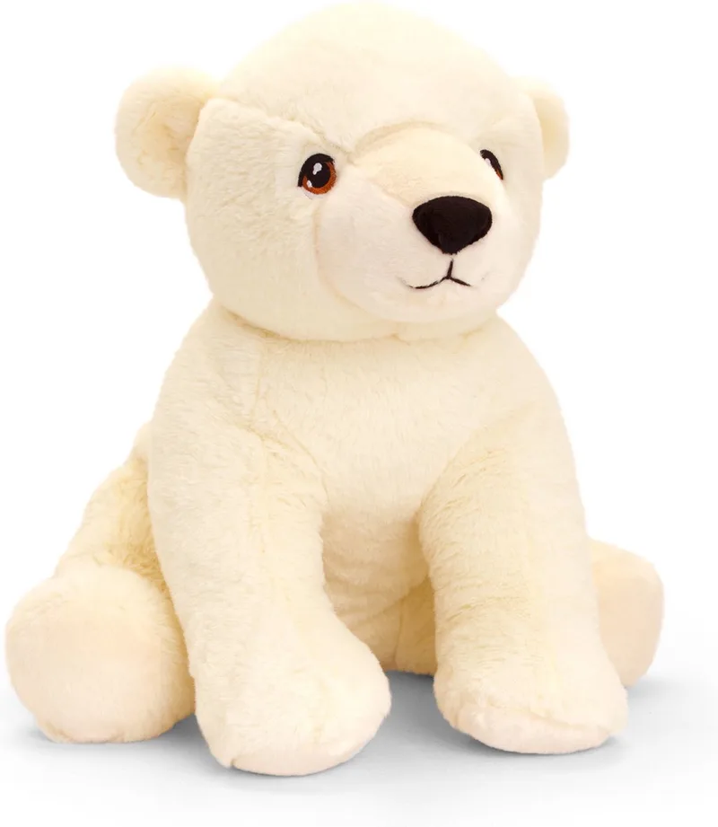 Knuffel - IJsbeer - wit - dieren knuffels - pluche - 35 cm van Keel Toys in Meerkleurig – productfoto