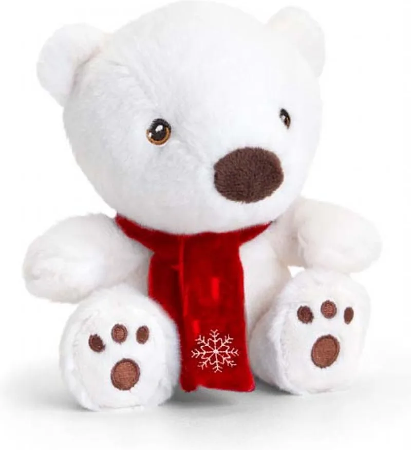 Knuffel Pluche Zittend 20 Cm SX6394 100% Recycled 100% Huggable van Keel Toys in Ijsbeer – productfoto