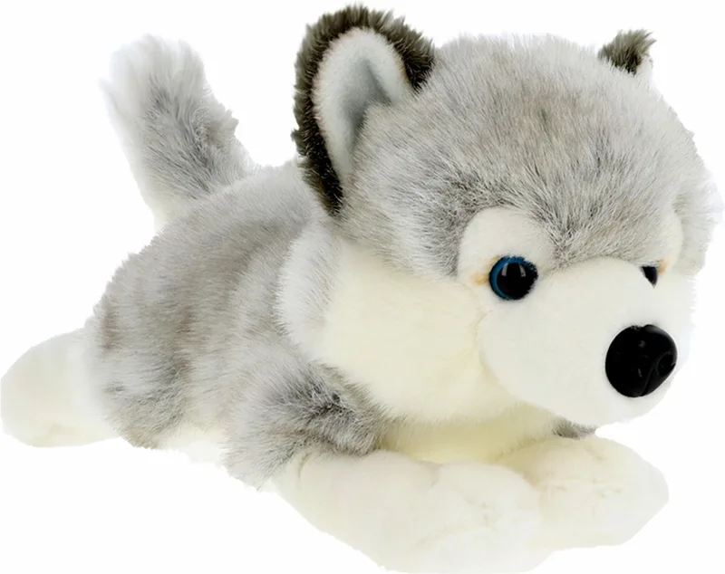 Knuffeldier Puppy Husky hond - zachte pluche stof - premium knuffels - 35 cm - honden knuffel huisdieren van Keel Toys in Grijs – productfoto