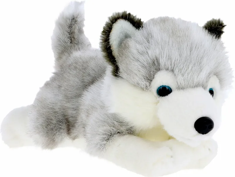 Knuffeldier Puppy Husky hond - zachte pluche stof - premium knuffels - 30 cm - honden knuffel huisdieren van Keel Toys in Grijs – productfoto