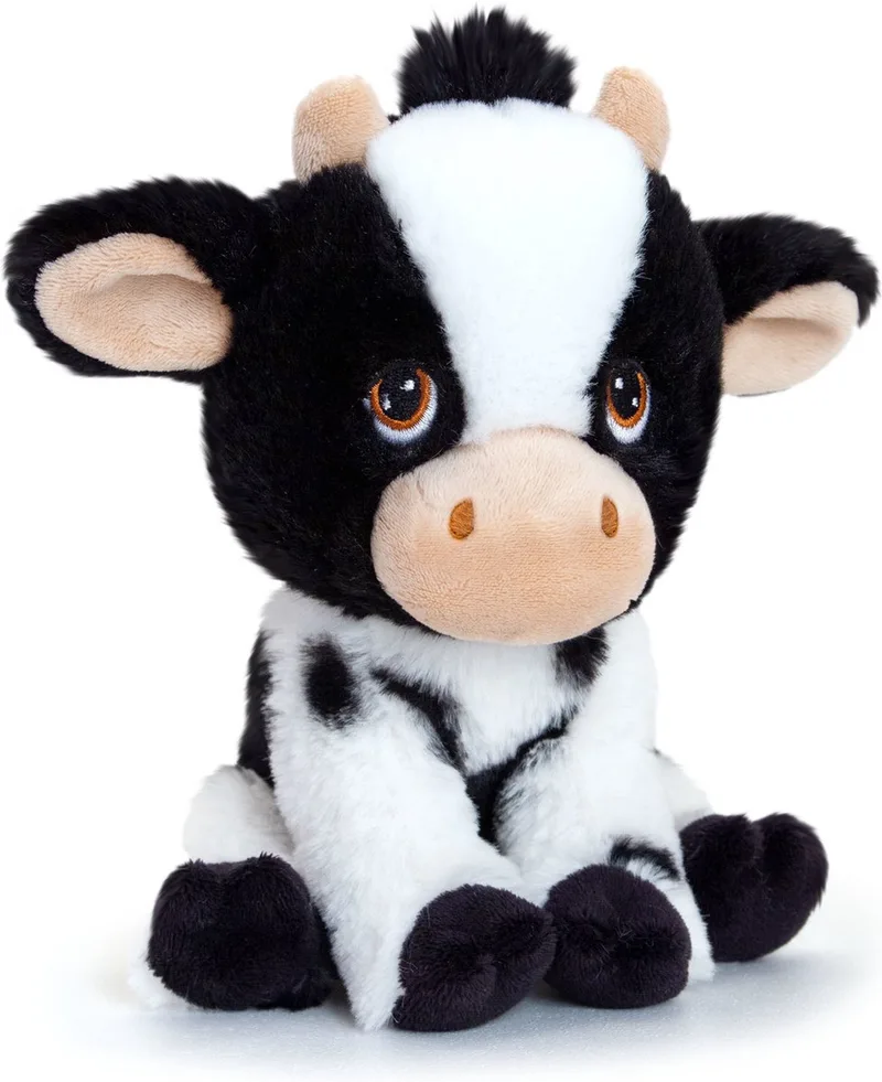 Koe - 18 cm - Dieren knuffelbeesten van Keel Toys in Zwart, Wit – productfoto