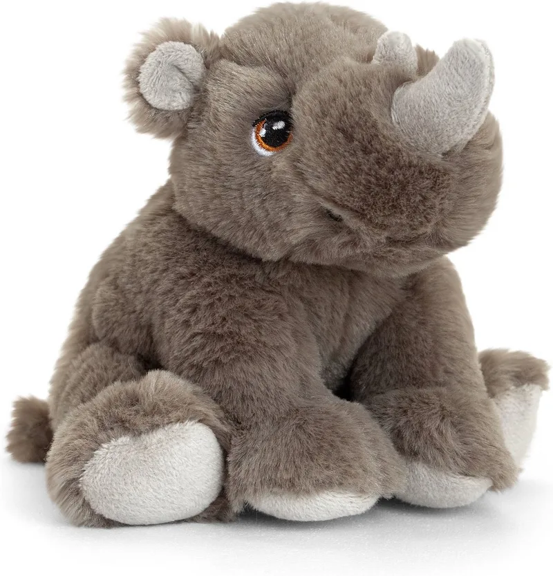 neushoorn knuffel - 25 cm - pluche - knuffeldieren - Afrikaanse dieren - zoogdieren van Keel Toys in Meerkleurig – productfoto