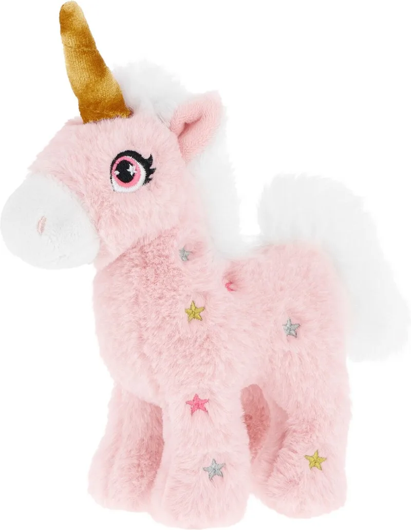 pluche eenhoorn knuffel - roze/wit - 16 cm - mystieke dieren - met glitter sterren - unicorns van Keel Toys in Roze – productfoto