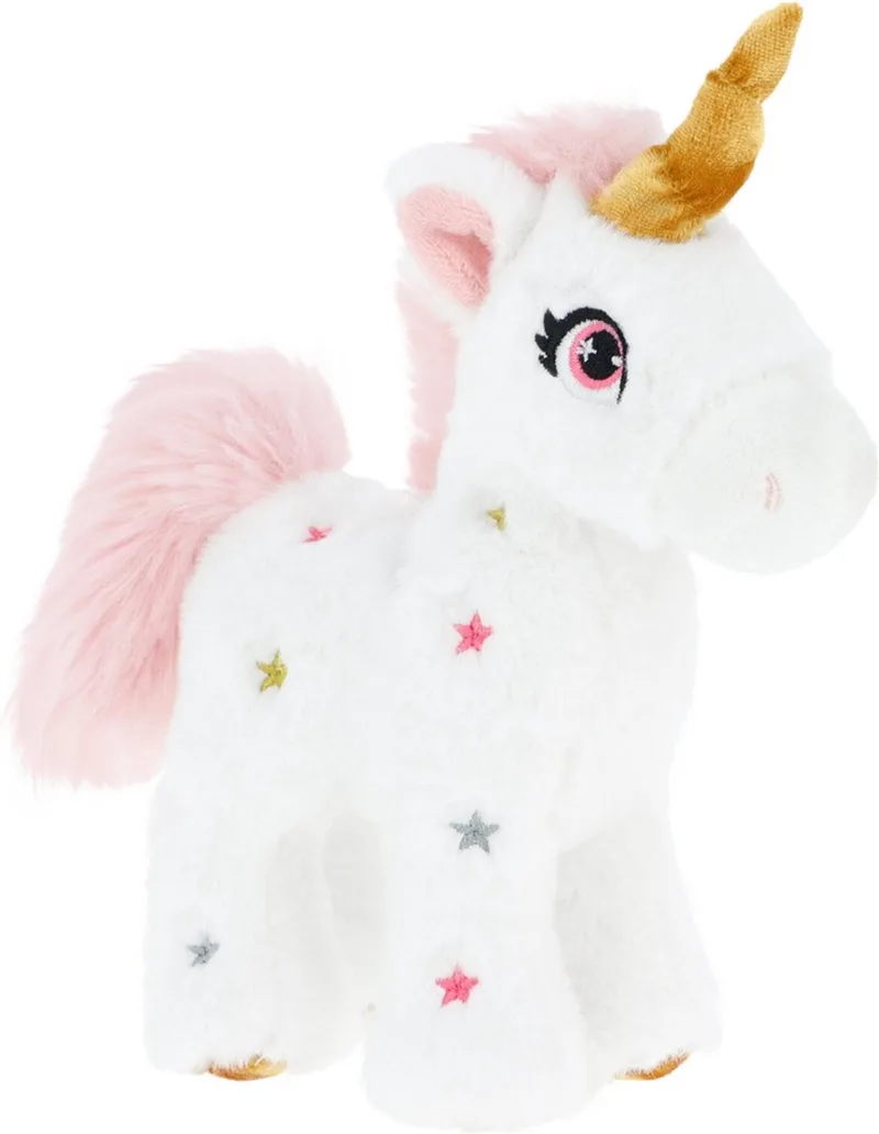 pluche eenhoorn knuffel - wit/roze - 16 cm - mystieke dieren - met glitter sterren - unicorns van Keel Toys in Wit – productfoto