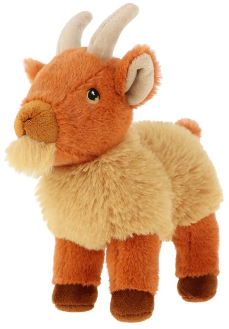 pluche Geit - knuffeldier - bruin - zittend - 20 cm - knuffel Geitje - eco collectie van Keel Toys in Oranje – productfoto