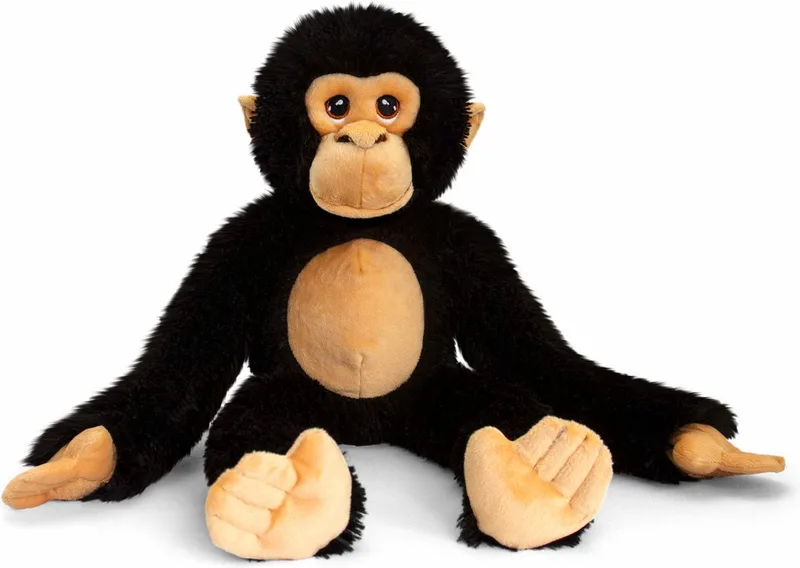 pluche knuffel chimpansee aap - 38 cm - Apen knuffels - dieren - cadeau van Keel Toys in Zwart – productfoto