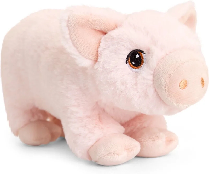 Pluche knuffel dier - varken / biggetje - 18 cm - Knuffelbeesten - Boerderij dieren - speelgoed fra Keel Toys i Lyserød – produktbillede