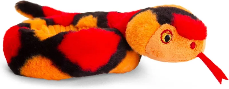 Pluche knuffel dieren kleine opgerolde slang 65 cm - Knuffelbeesten reptietel speelgoed van Keel Toys in Rood – productfoto