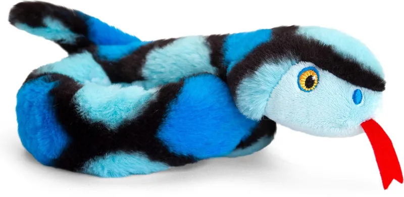 Pluche knuffel dieren kleine opgerolde slang 65 cm - Knuffelbeesten reptietel speelgoed van Keel Toys in Blauw – productfoto