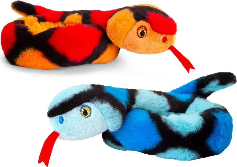 Pluche knuffel dieren kleine opgerolde slangen en blauw 65 cm van Keel Toys in Rood – productfoto