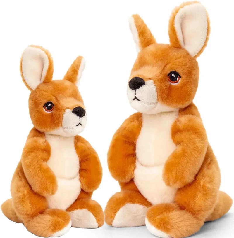Pluche knuffels kangoeroe familie - 2x stuks - 20 en 27 cm van Keel Toys in Meerkleurig – productfoto