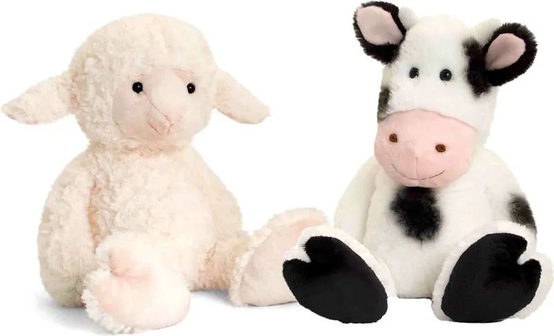 Pluche knuffels koe en lammetje/schaap vriendjes 25 cm van Keel Toys in Meerkleurig – productfoto