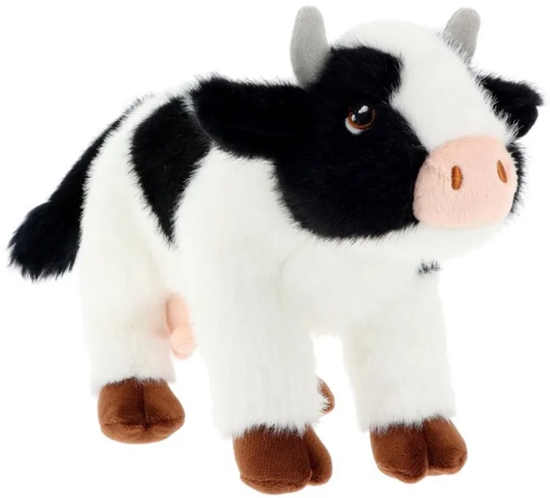 pluche Koe - knuffeldier - wit - staand - 20 cm - knuffel koe - Eco collectie van Keel Toys in Zwart – productfoto
