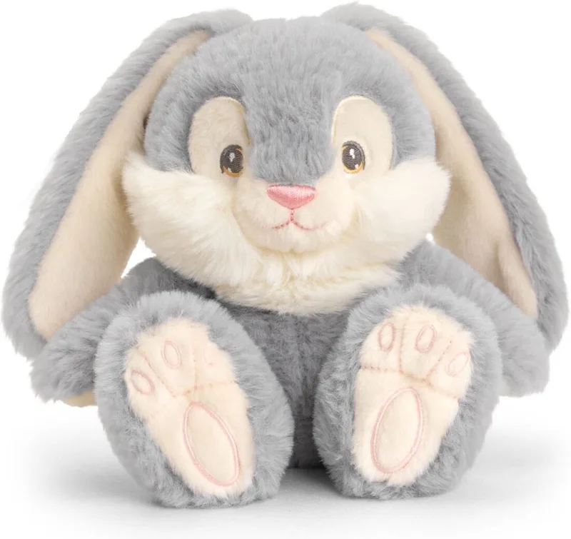 pluche Konijn/haas knuffeldier - grijsblauw - zittend - 15 cm - Luxe Eco kwaliteit knuffels van Keel Toys in Grijs – productfoto