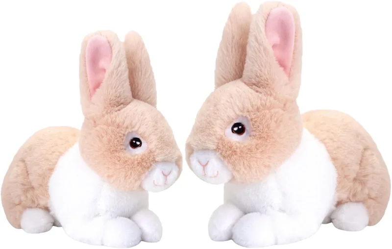 Pluche konijnen familie - moeder en kind - 25 / 18 cm - zittend - eco collectie van Keel Toys in Beige – productfoto
