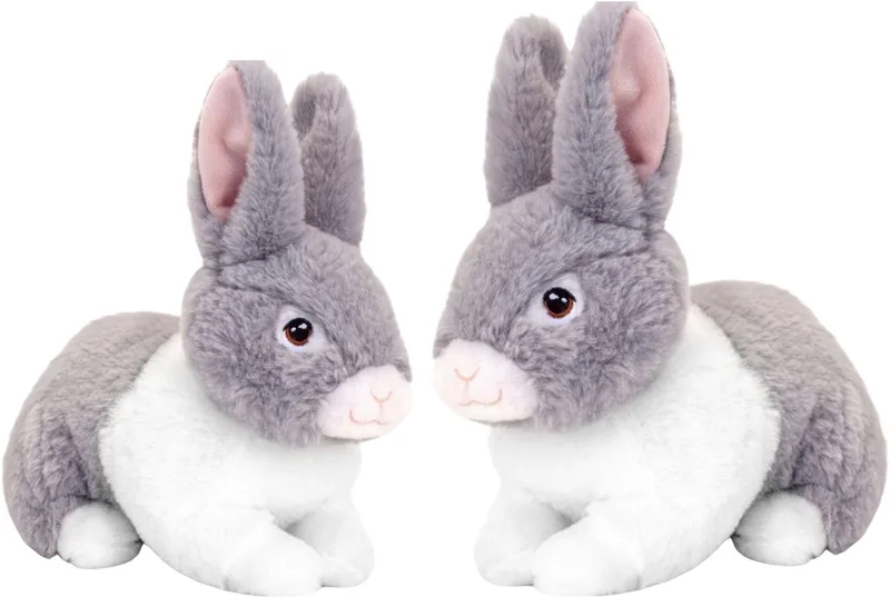 Pluche konijnen familie - moeder en kind - 25 / 18 cm - zittend - eco collectie van Keel Toys in Grijs – productfoto