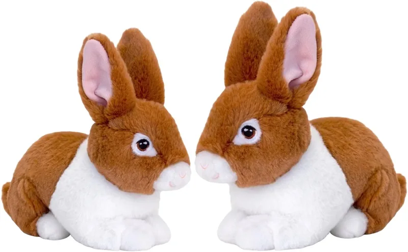 Pluche konijnen familie - moeder en kind - 25 / 18 cm - zittend - eco collectie van Keel Toys in Bruin – productfoto