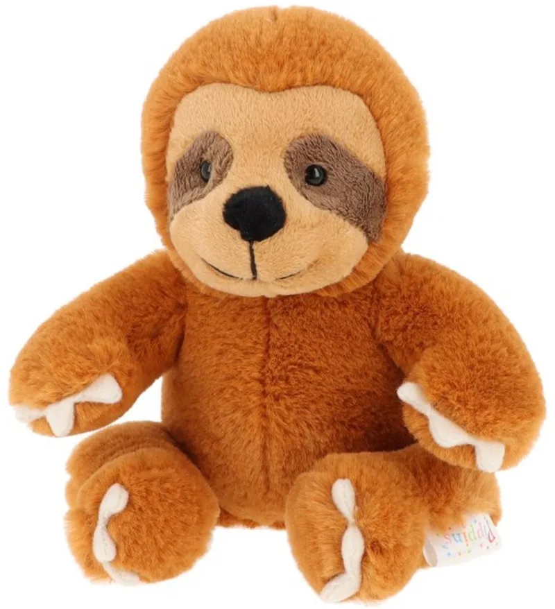 pluche luiaard knuffel - 14 cm - Bosdieren Jungle - speelgoed knuffels - klein formaat - cadeau van Keel Toys in Bruin – productfoto