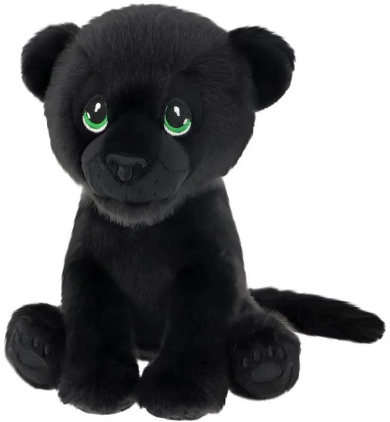 pluche Panter - knuffeldier - zittend - 23 cm - knuffel Panter - Eco collectie van Keel Toys in Zwart – productfoto