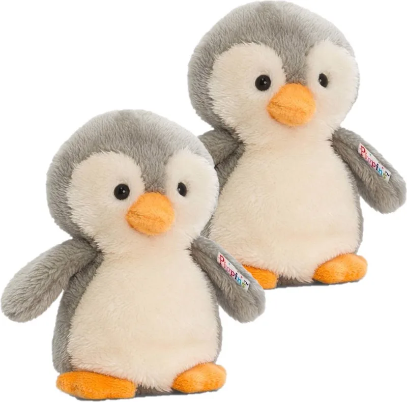 Pluche Pinguïn Knuffel - Grijs/Wit - 14 cm - Pooldieren speelgoed van Keel Toys in Meerkleurig – productfoto