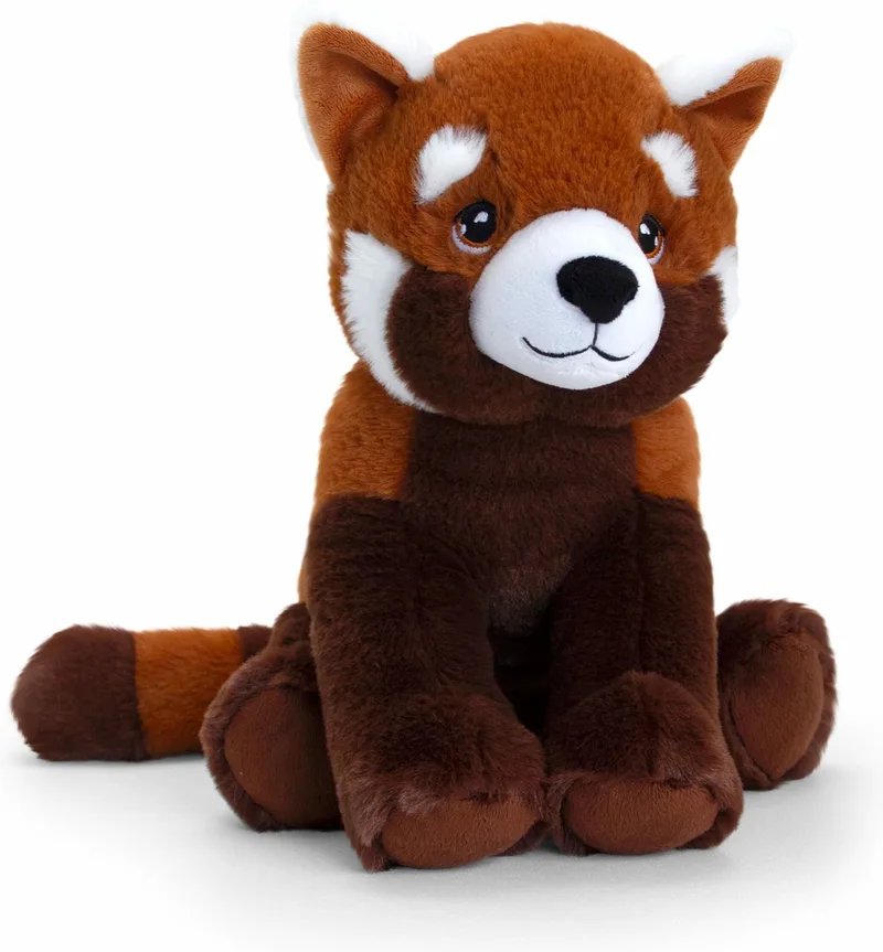 pluche rode Panda knuffeldier - rood/wit - zittend - 30 cm - Luxe Eco kwaliteit knuffels van Keel Toys in Rood – productfoto