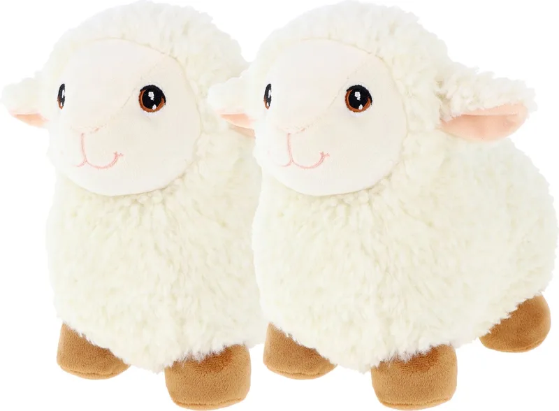 pluche schaap/lammetje knuffeldier - 2x - lopend - 18 cm - Luxe Eco kwaliteit knuffels van Keel Toys in Wit – productfoto