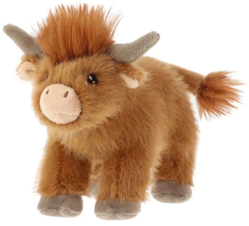 pluche Schotse Hooglander koe - knuffeldier - staand - 20 cm - knuffel koe - Eco collectie van Keel Toys in Bruin – productfoto