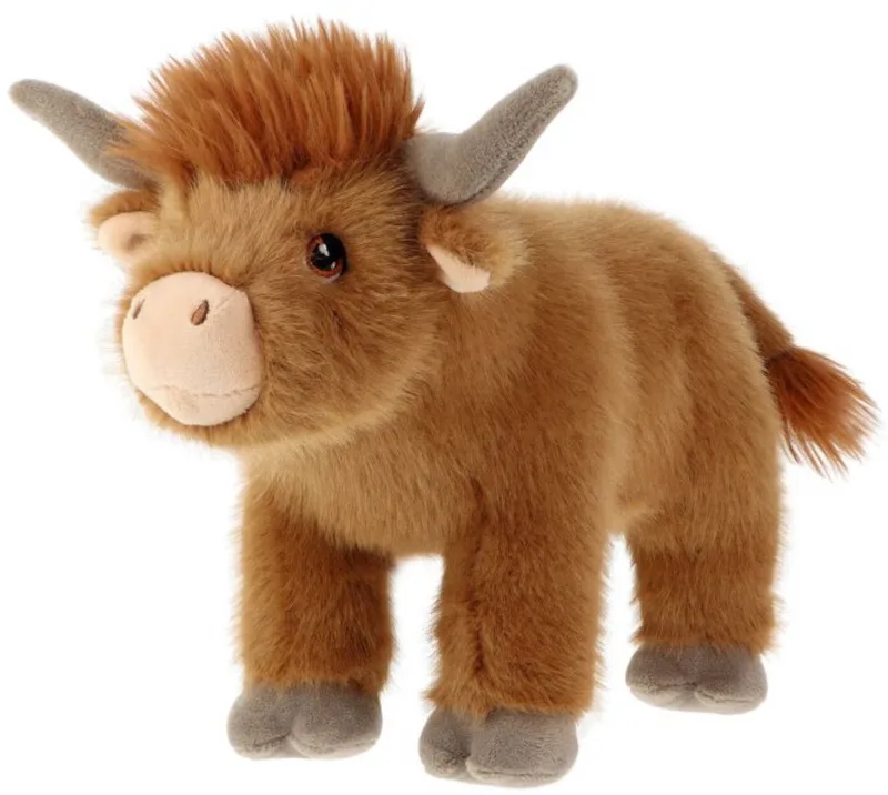 pluche Schotse Hooglander koe - knuffeldier - staand - 30 cm - knuffel koe - Eco collectie van Keel Toys in Bruin – productfoto
