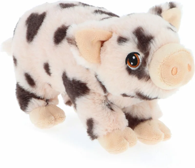 pluche varken/biggetje knuffeldier - gevlekt - lopend - 18 cm - Luxe Eco kwaliteit knuffels van Keel Toys in Roze – productfoto