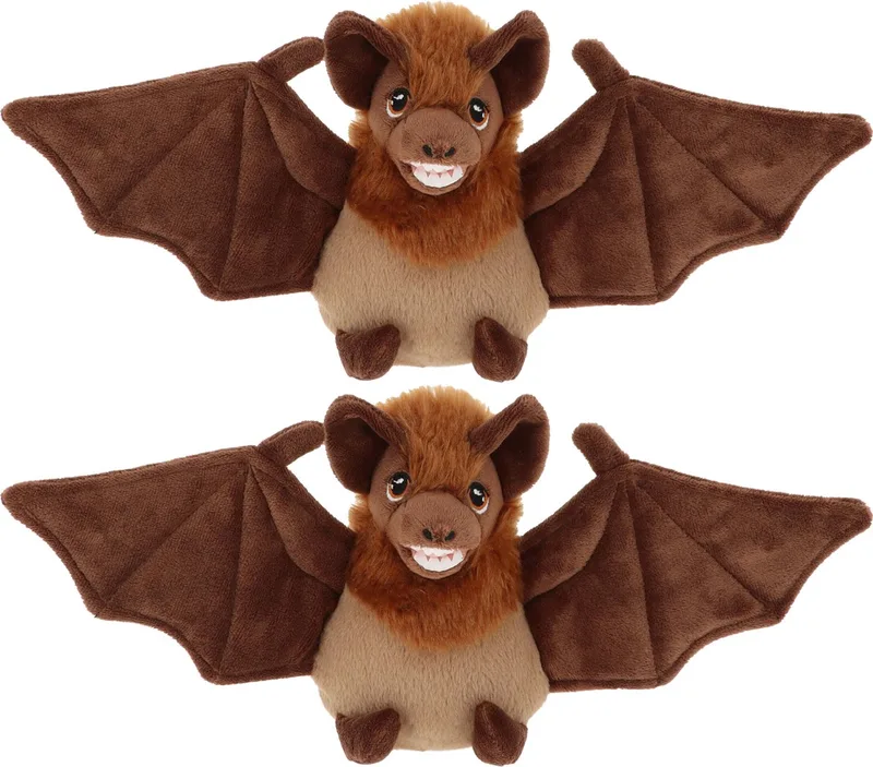 pluche vleermuis knuffeldier - 2x - vliegend - 15 cm van Keel Toys in Bruin – productfoto