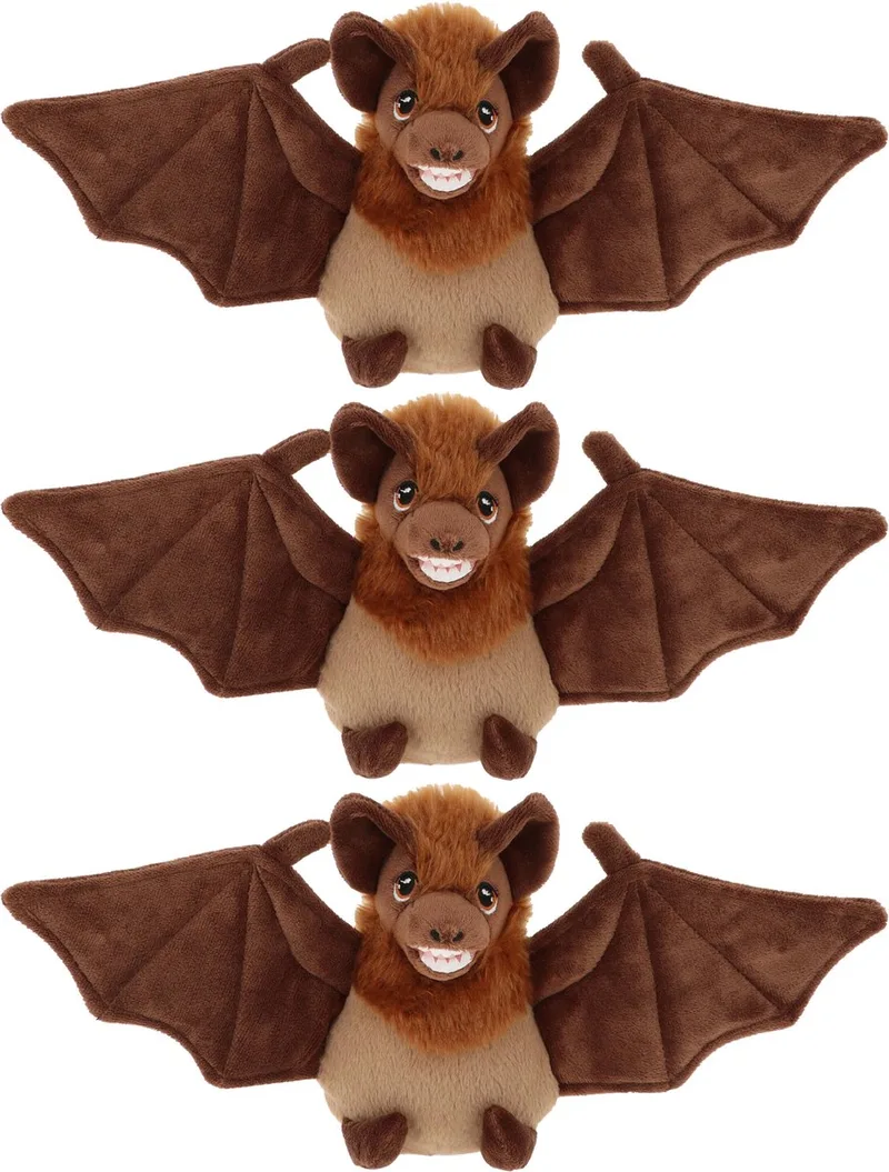 pluche vleermuis knuffeldier - 3x - vliegend - 15 cm van Keel Toys in Bruin – productfoto