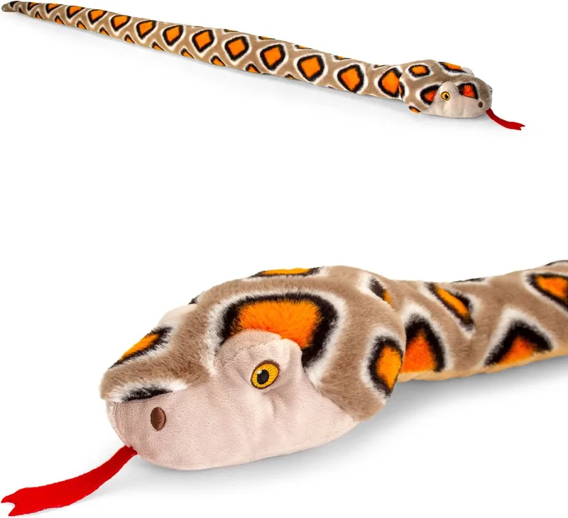 slang knuffel - pluche - 100 cm - dier - cadeau Knuffelbeest - reptiel - speelgoed van Keel Toys in Bruin – productfoto