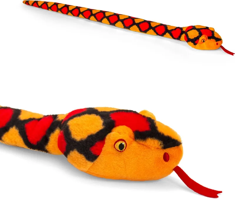 slang knuffel - pluche - 100 cm - dier - cadeau Knuffelbeest - reptiel - speelgoed van Keel Toys in Rood – productfoto