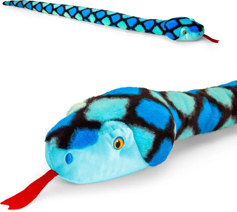slang knuffel - pluche - 100 cm - dier - cadeau Knuffelbeest - reptiel - speelgoed van Keel Toys in Blauw – productfoto