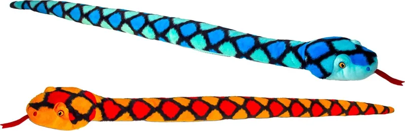 Slangen - 2 stuks - pluche - rood-blauw - knuffel dier - 100 cm van Keel Toys in Meerkleurig – productfoto