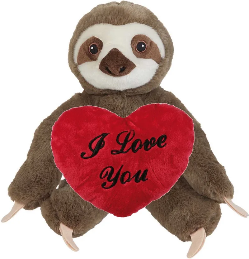 Valentijn - Knuffel Luiaard - 23 cm - met rood Love you hartje - 10 cm fra Keel Toys i Brun – produktbillede