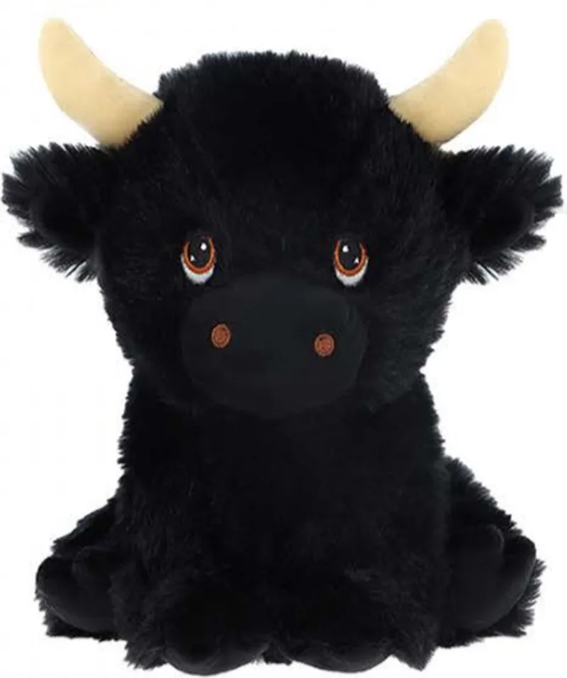 zwarte koe - 18 cm - Dieren knuffels van Keel Toys in Zwart – productfoto