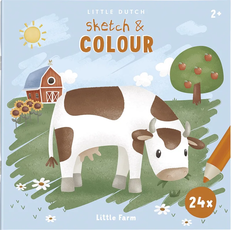 Kleurboek - Little Farm - Sketch & Colour - 24 kleurplaten - Knutselen - Speelgoed kinderen - Voor meisjes en jongens van Little Dutch in Meerkleurig – productfoto