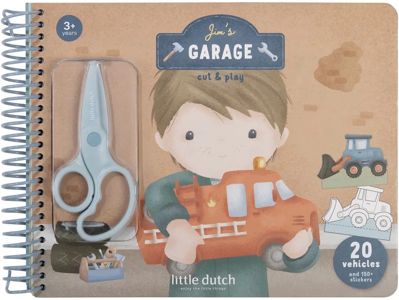 Knutselboek - Jim & Friends - Auto's maken - Met kindveilige schaar - Knutselen - Voor jongens - Vanaf 3 jaar van Little Dutch in Knutselboek, Jim & Friends – productfoto