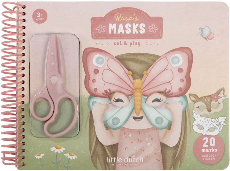 Knutselboek - Rosa & Friends - Maskers maken - Met kindveilige schaar - Knutselen - Voor meisjes - Vanaf 3 jaar van Little Dutch in Knutselboek, Rosa & Friends – productfoto