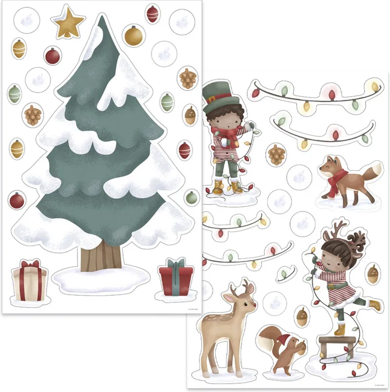 raamstickers - herbruikbaar - statische raamfolie - decoratief - kerst decoratie van Little Dutch in Kerstboom – productfoto