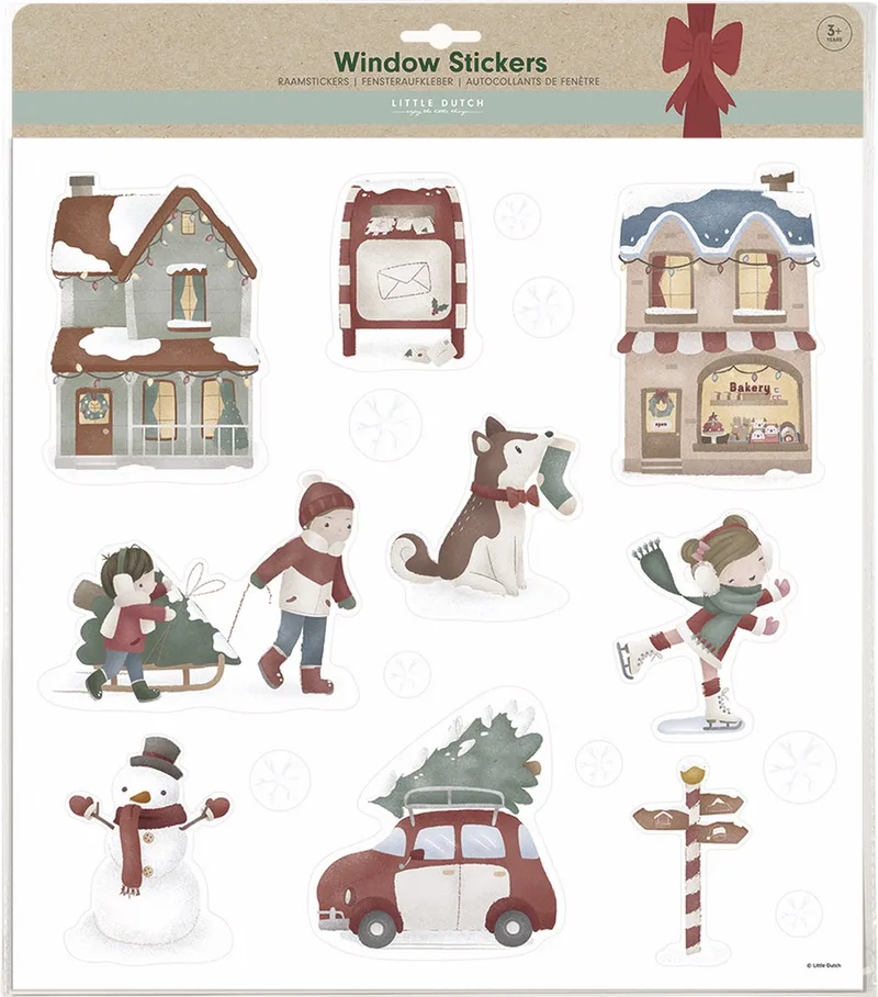 Raamstickers Little Dutch - Kerst - Herbruikbaar - Statische raamfolie de Little Dutch en Multicolore – photo du produit