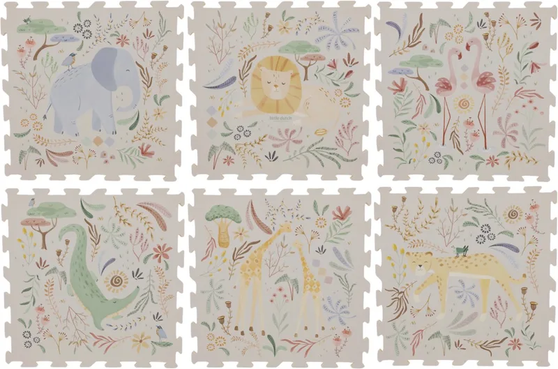 Safari Friends Foam Mat XL by Little Dutch in Grey – product photo
