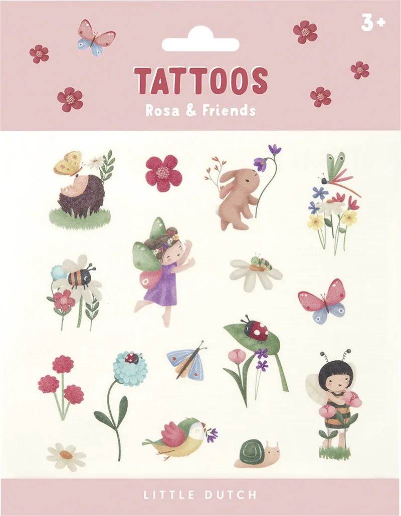 tijdelijke tatoeages - tattoos Rosa & Friends de Little Dutch en Multicolore – photo du produit