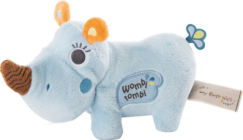 Knuffeldier Manuffi 3d Neushoorn 20 Cm Pluche fra NICI i Blå – produktbillede