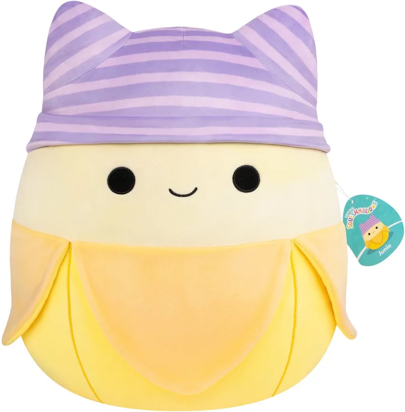 Large Plush 40cm Junie - Yellow Banana W/Purple Striped Cat Beanie by Squishmallows in Multicolour – product photo