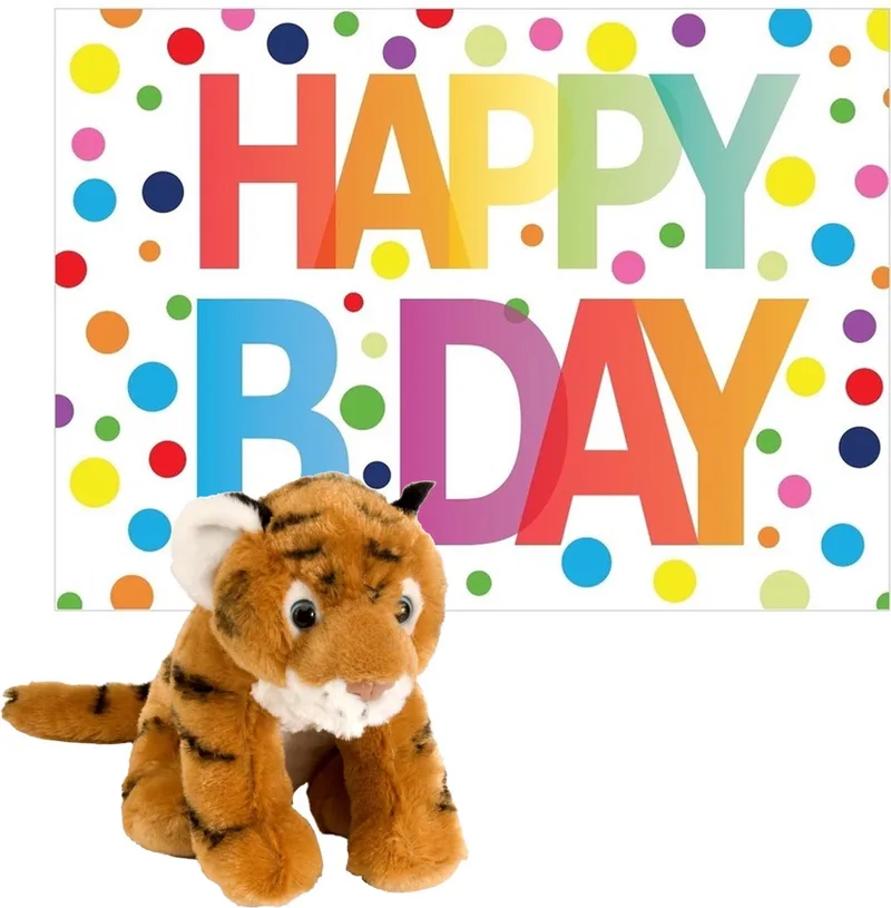 Knuffel tijger 20 cm met Happy Birthday wenskaart von Wild Republic in Mehrfarbig – Produktfoto