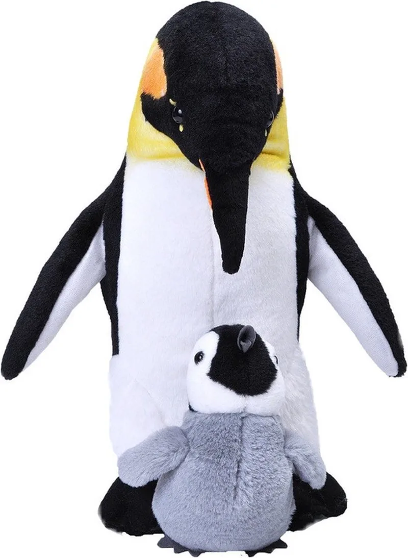 Pluche dieren knuffel - keizerspinguin met jong - 38 cm - Pinguin knuffels van Wild Republic in Meerkleurig – productfoto
